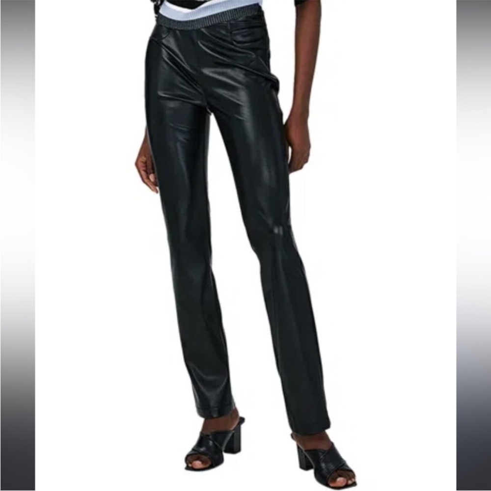 Diane Von Furstenberg Black Faux Leather Pants Size Small